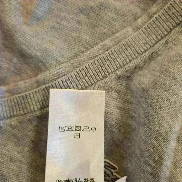 Lacoste Womens V-Neck Cotton Pullover Sweater Size 40/Medium Gray - Picture 8 of 9